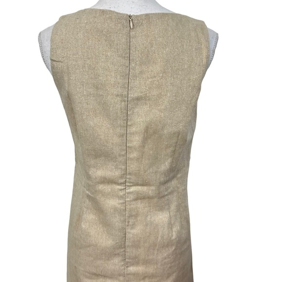Luxmii Mini Linen S Shift Dress In Gold Metallic Linen Lurex W/ Sparkle - Picture 3 of 8